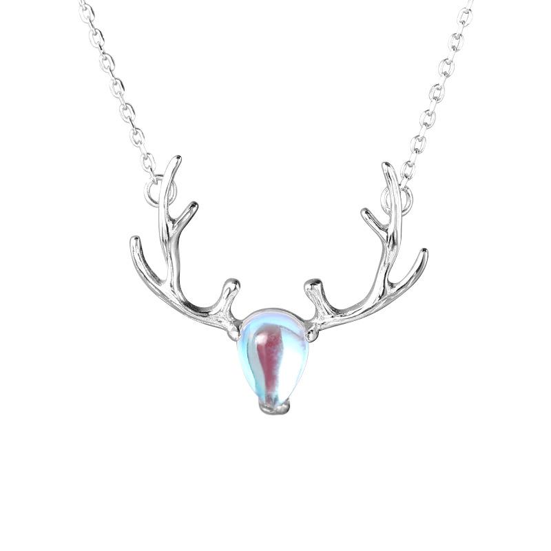 

925 Sterling Silver Moose Zircon Necklace for Women – European & American Minimalist Design, Christmas Gift Clavicle Chain. 925 Sterling Silver