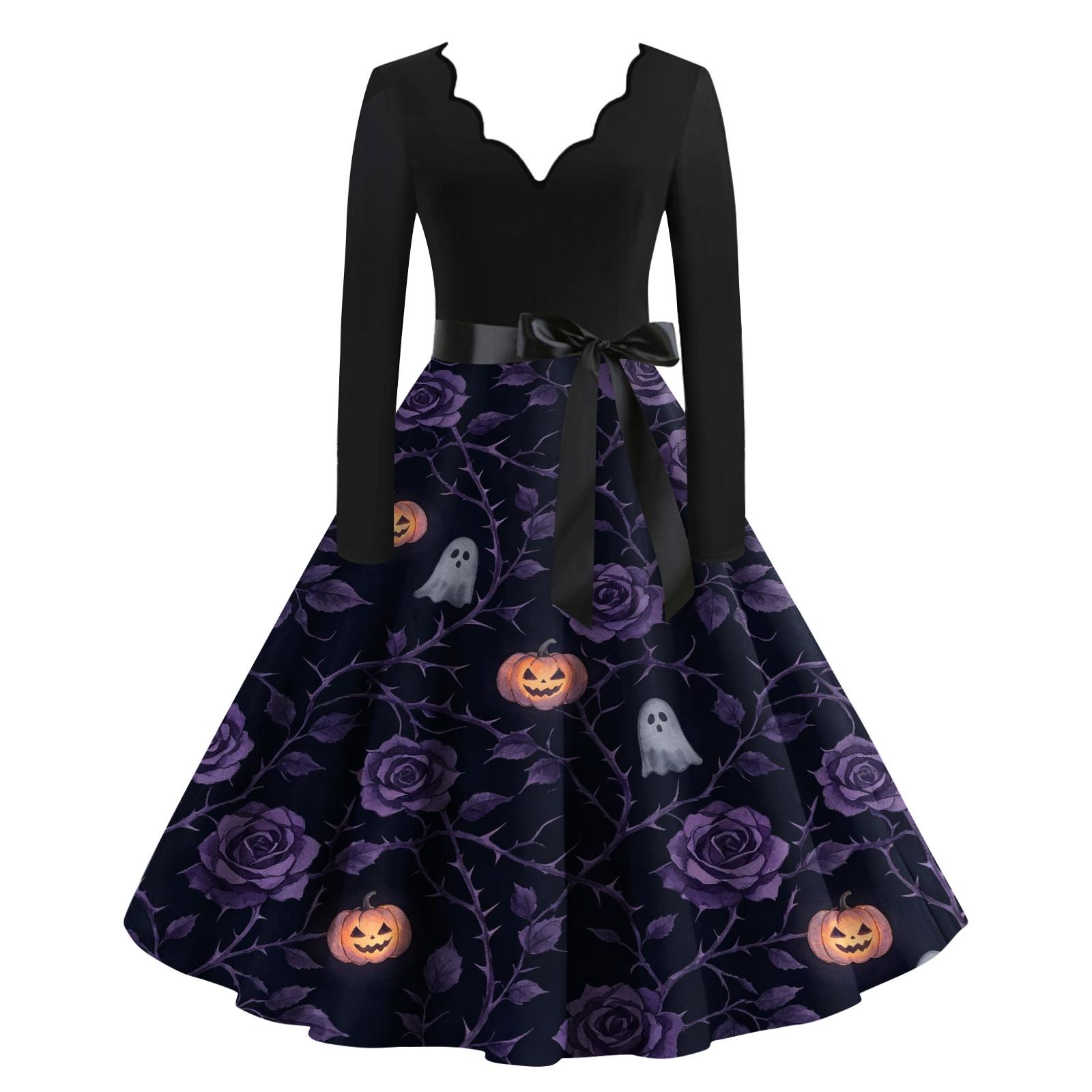 Women s Halloween Printed Maxi Dress for Party XL