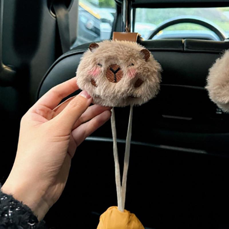 2 Pcs Cute Cartoon Plush Capybara Doll Car Hook Creative Multi-Functional Decoration Car Hook Storage Hook Car Seat Back Hook
