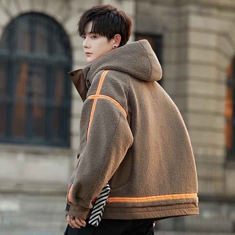 Lamb Down Jacket Men's Thickened Short Jacket Winter New Hooded Fleece High