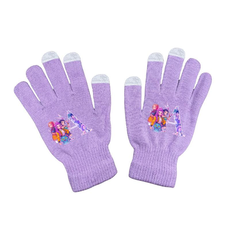 Demon Hunters Anime Gloves Winter Warm Gloves Cartoon Letter Print KPOP Gifts for Boys Girls Adult Birthday Cute