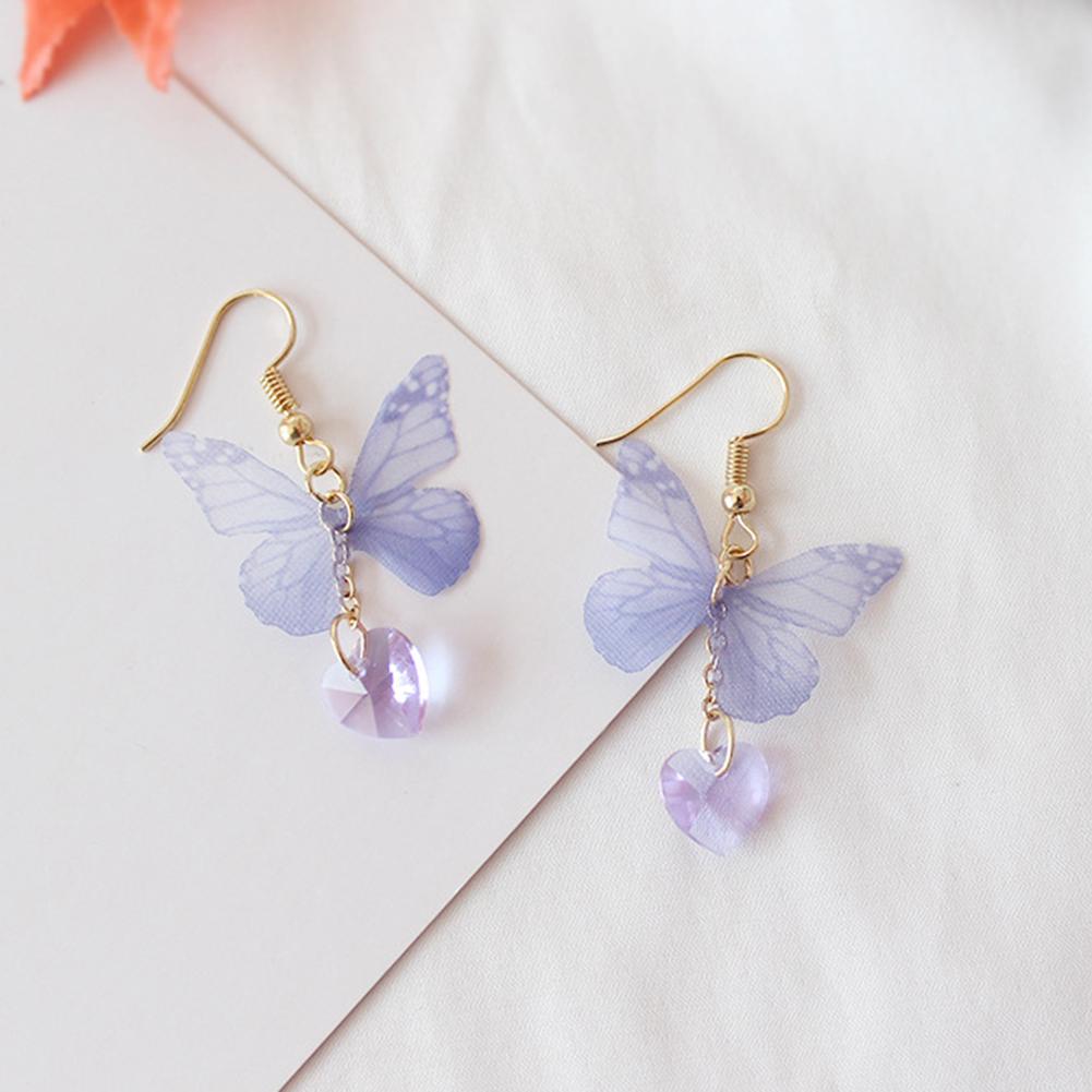 Elegant Butterfly Hook Dangle Long Heart Earrings  Jewelry Pretty Gifts