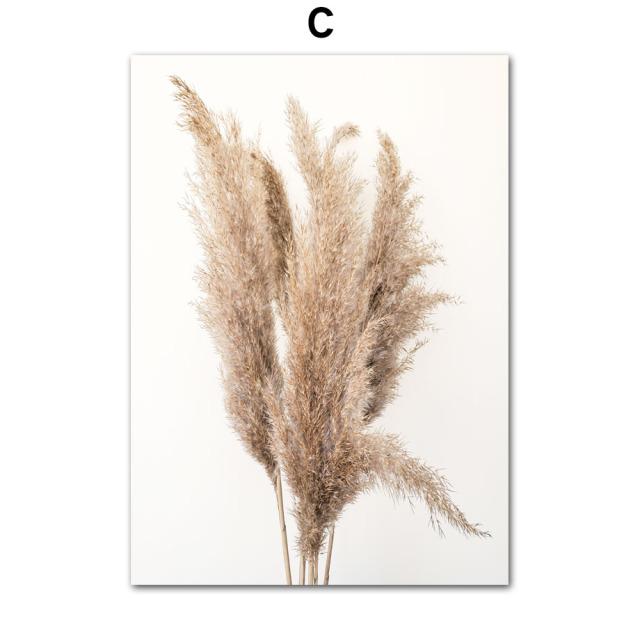 Liść palmowy mniszek lekarski beżowy trawa chwastów trzcina pszenica obraz ścienny na płótnie plakaty i druki zdjęcia ścienny do wystrój salonu