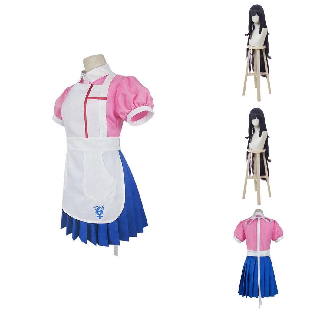 Dangan Ronpa 2 Mikan Tsumiki Pink White Uniform Suit Costume