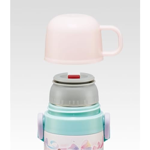 Skater Children's Water Bottle, 2-Way, 470ml (Direct Drinking) or 430ml (Cup Drinking), Disney Princess Design, Size 25, Girls, Stainless Steel, Insul