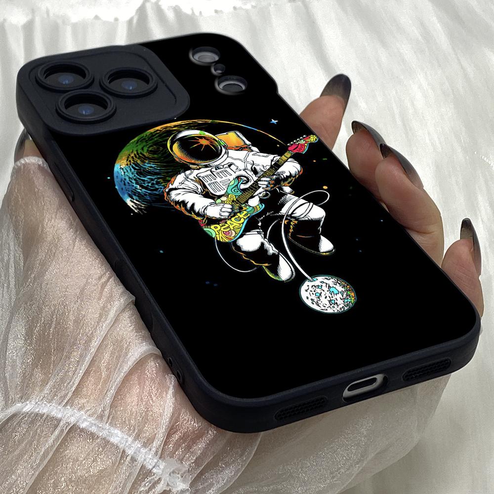 M571 Astronaut and Guitar Angel Eyes Soft Phone Cases for iPhone Samsung Galaxy Xiaomi Rdemi Huawei Honor Infinix Realme OPPO Vivo All Model TPU Case