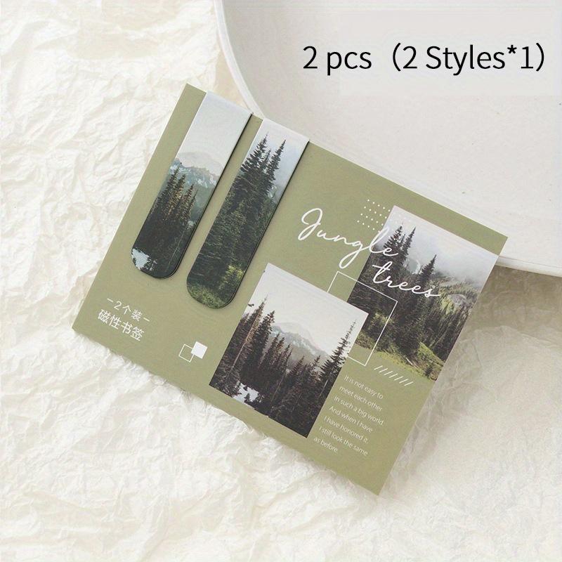 2pcs/pack Magnetic bookmark beautiful scenery clouds simple literary pattern bookmark Reading tool School office supplies