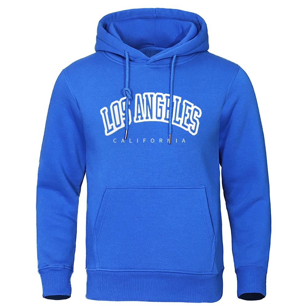 Los Angeles California Usa City Print Men Hoodie Harajuku Print Streetwear Simplicity Loose Sportswears Autumn Fleece Sweatshirt