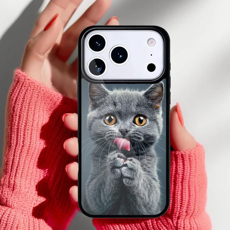Russian Blue Cat Kitten Cute Phone Case for iPhone 17 Air 16e 15 14 13 Pro Max Back Cover for 12 11 Pro Coque