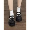 Round head black platform small leather shoes women's college style versatile 2025 new autumn and winter retro French Mary Jane single shoes