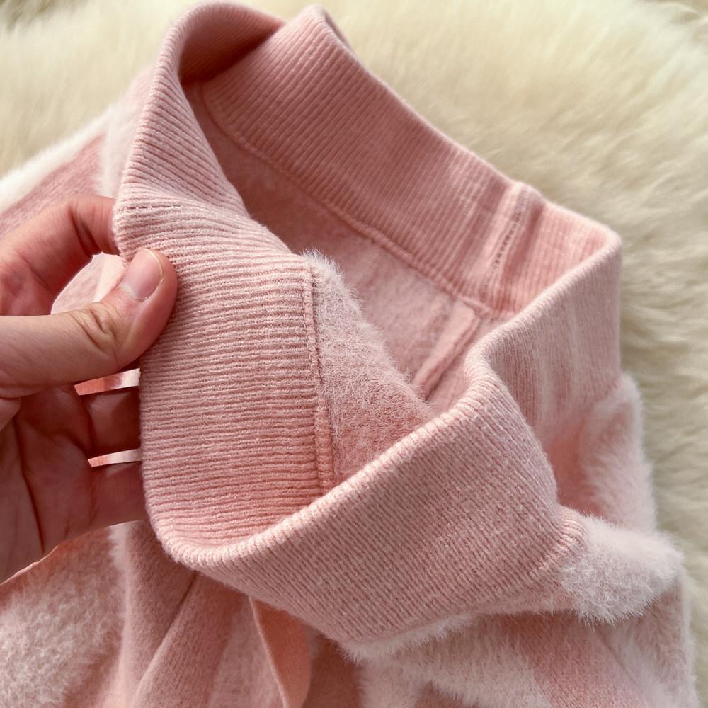 Autumn Winter Women Lazy Style Striped Knitted Sweater Drawstring Wide-leg Home Pant Trouser