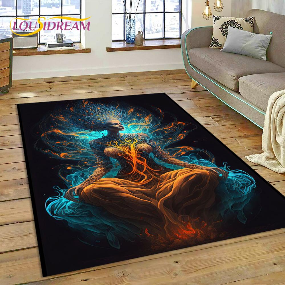 Naturalize Yoga Zen Meditation Rainbow 7 Chakra Carpet Rug for Home Living Room Bedroom Sofa Doormat Decor,Area Rug Non-slip Mat