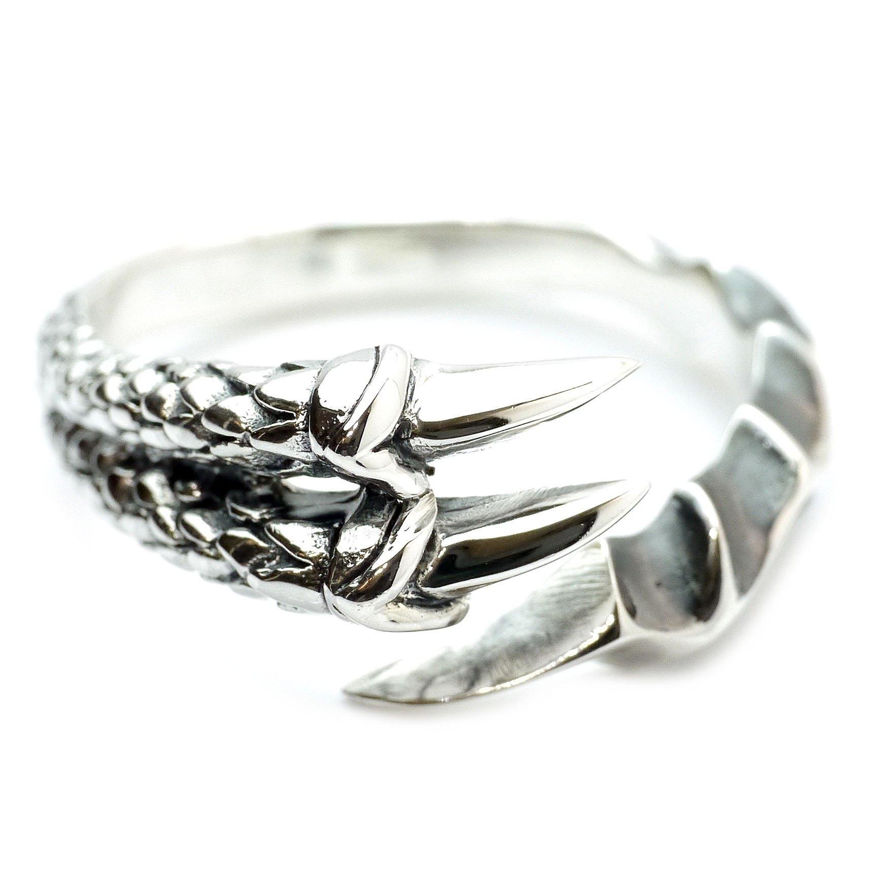 

GE Free Size Dragon Claw Spiral Silver Ring Claw [Silver One] Мужской