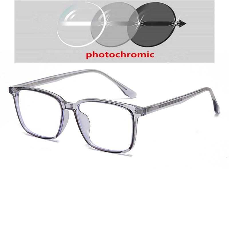 Transparent Gray Frame Blue Light Blocking Computer Eyeglasses Women Men TR90 Square Prescription Spectacles 0 -0.5 -0.75 To -6