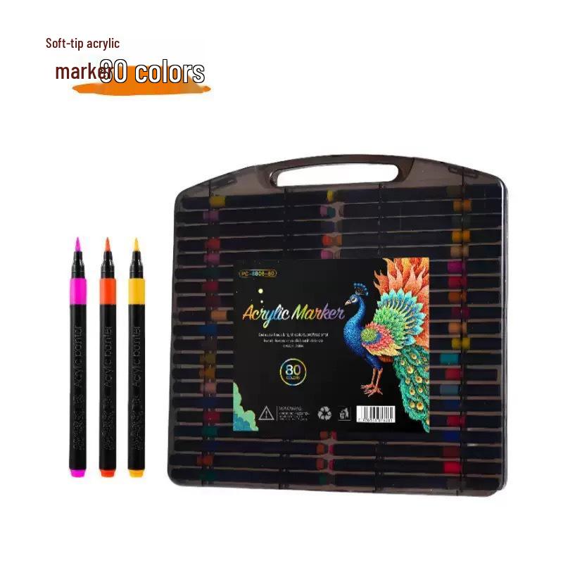 12-Color Acrylic Marker Set - Water-Based Paint for DIY, Ceramic, Graffiti Projects