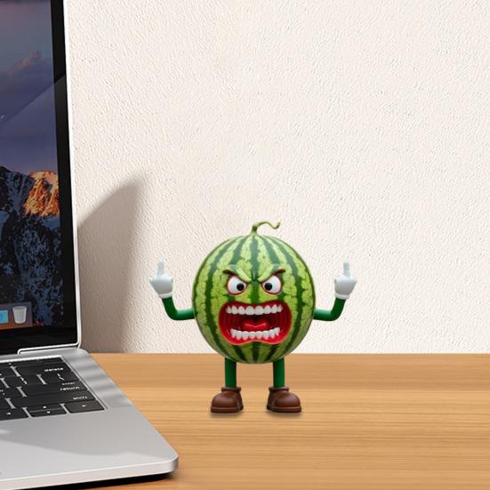 Angry Fruit Figurine Flipping The Bird Fruit Series Resin Ornament Stress Relief Middle Finger Fruit Statue for Office Desk Decoration