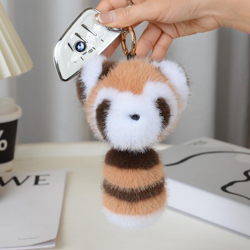

Plush Keychain Little Raccoon Pendant Car Keychain Cute Cartoon Faux Fur Keychain Bag Charms Keychain Plush Doll Accessories коричневый