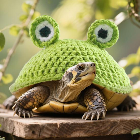 Turtle Sweater Handmade Knitted Warm Turtle Outfit Cartoon Frog Design Costume with Adjustable Strap for Turtles Tortoises Halloween Cosplay