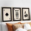 Retro Card Wall Art Poster Set ( 3 Set of ) Black and Beige Frameless Art Poster Prints, Room Wall Art Decoration Posters