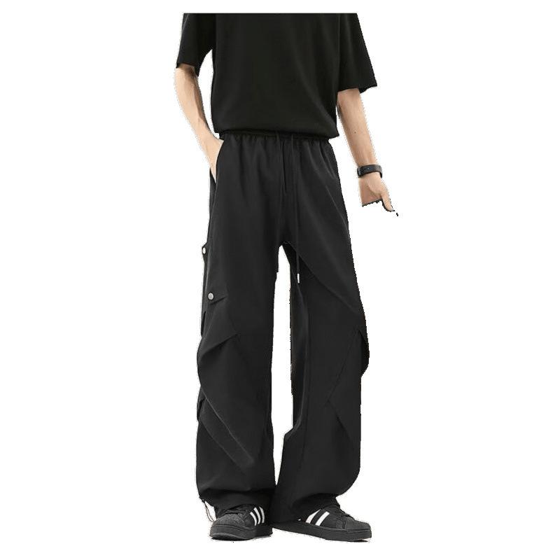 Casual Charge Pants Men's American Paratrooper Design Folded Thin Loose Straight Trend High Street Tooling Quick-Drying Pants