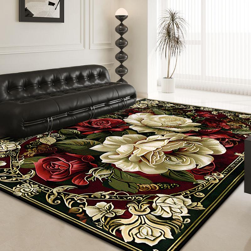 European Style Flower Carpets for Living Room 3D Retro Decoration Home Antiskid Carpet Hall Area Floor Mat Room Decor Large Rug