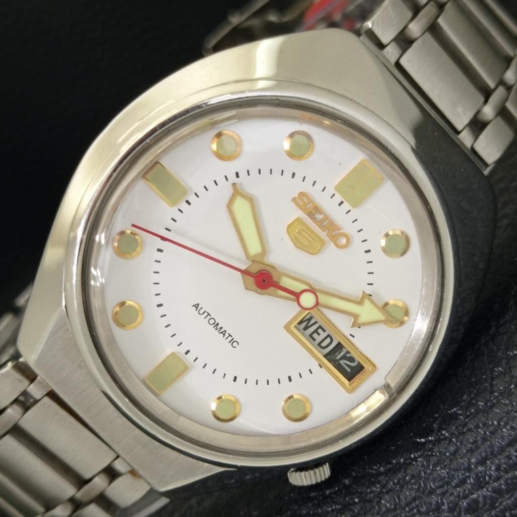 GENUINE VINTAGE SEIKO 5 AUTOMATIC JAPAN 6119C MENS WHITE DIAL WATCH a702401-5 R124-a702401