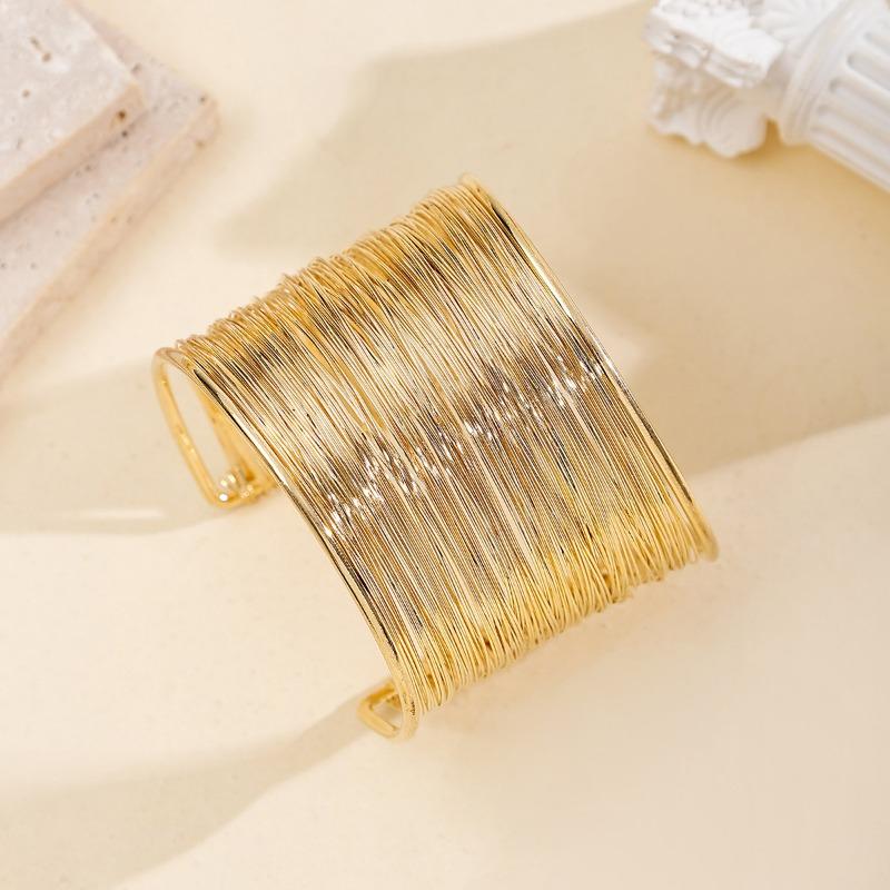 Punk wide version bracelet jewelry brushed line alloy bracelet exaggerated gold opening bracelet