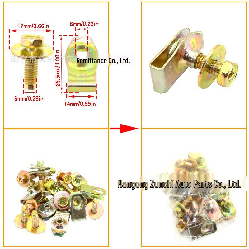 M6 Car Body Clip Nut & Bolt Kit for Bumper & Fender Fastening