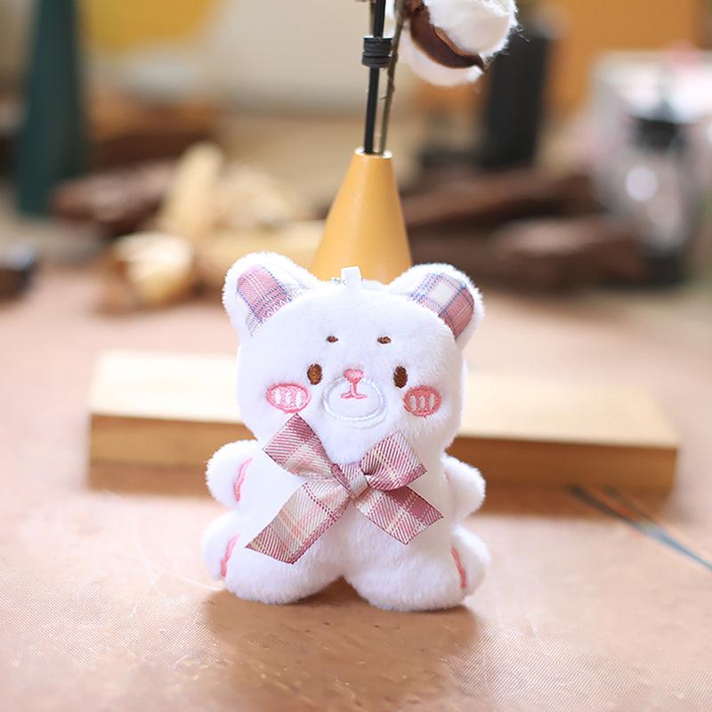 

For Girls And Kids Cartoon Doll Kawaii Mini Cute Bowtie Bear Pendant Plush Toy Bag Decoration Keychain Accessories