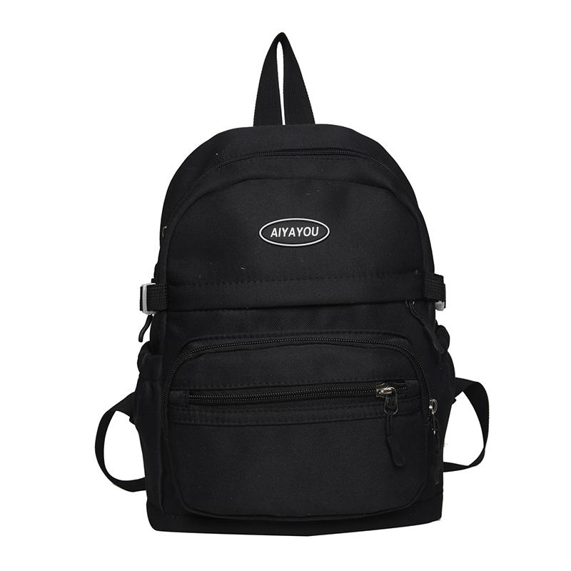 

Женский однотонный школьный рюкзак большой вместимости чёрный