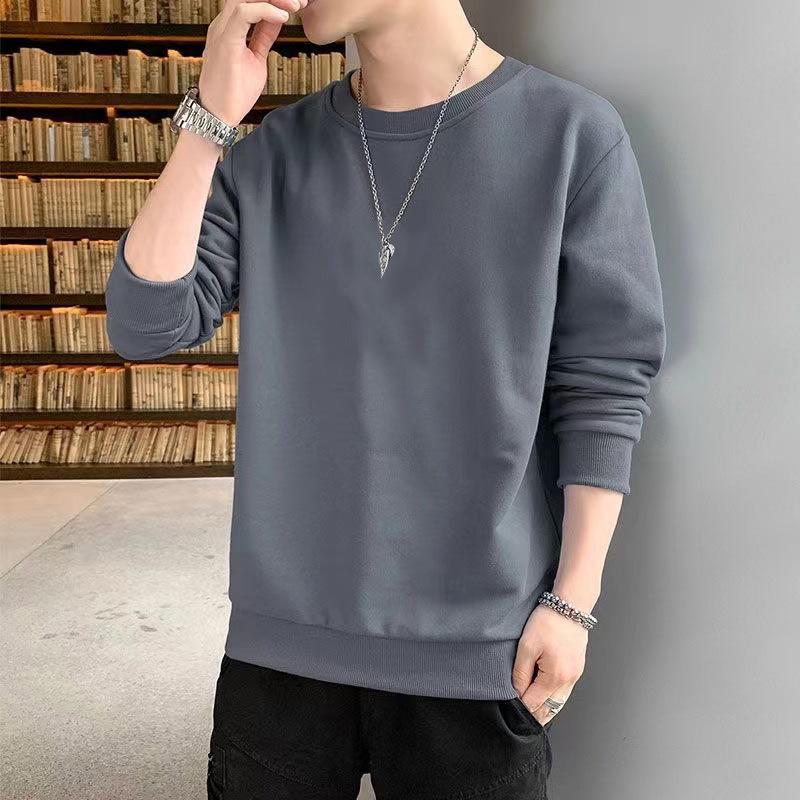 Men's Korean-Style Casual Printed Sweatshirt - Round Neck, Loose Fit, Versatile for Spring and Autumn