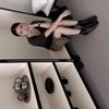2025 Winter New Square Head Low Tube But Knee Soft Leather Martin Fashion Inner Slope Heel Women's Short Boots