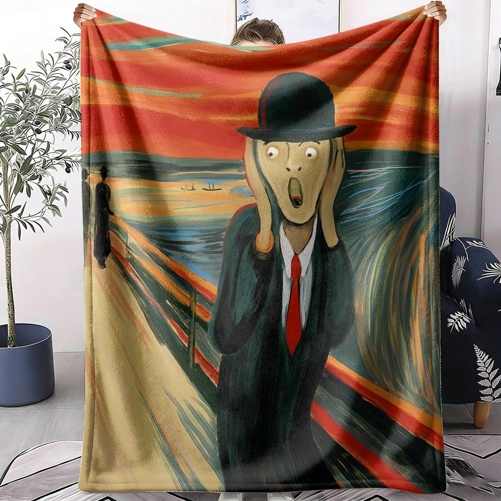 The Scream Painting Throw Soft Flannel AC Blanket Lightweight Summer Nap Throw Cozy Blanket for Sofa Bed Travel Home