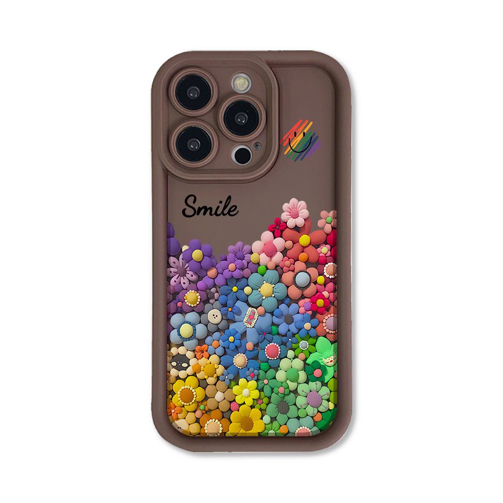 Cute Smile Phone Case For iPhone 16 Case iPhone 15 Pro 12 13 14 Pro Max XS XR X 7 8 Plus SE 2020 Silicone Soft Sunflowers Cover