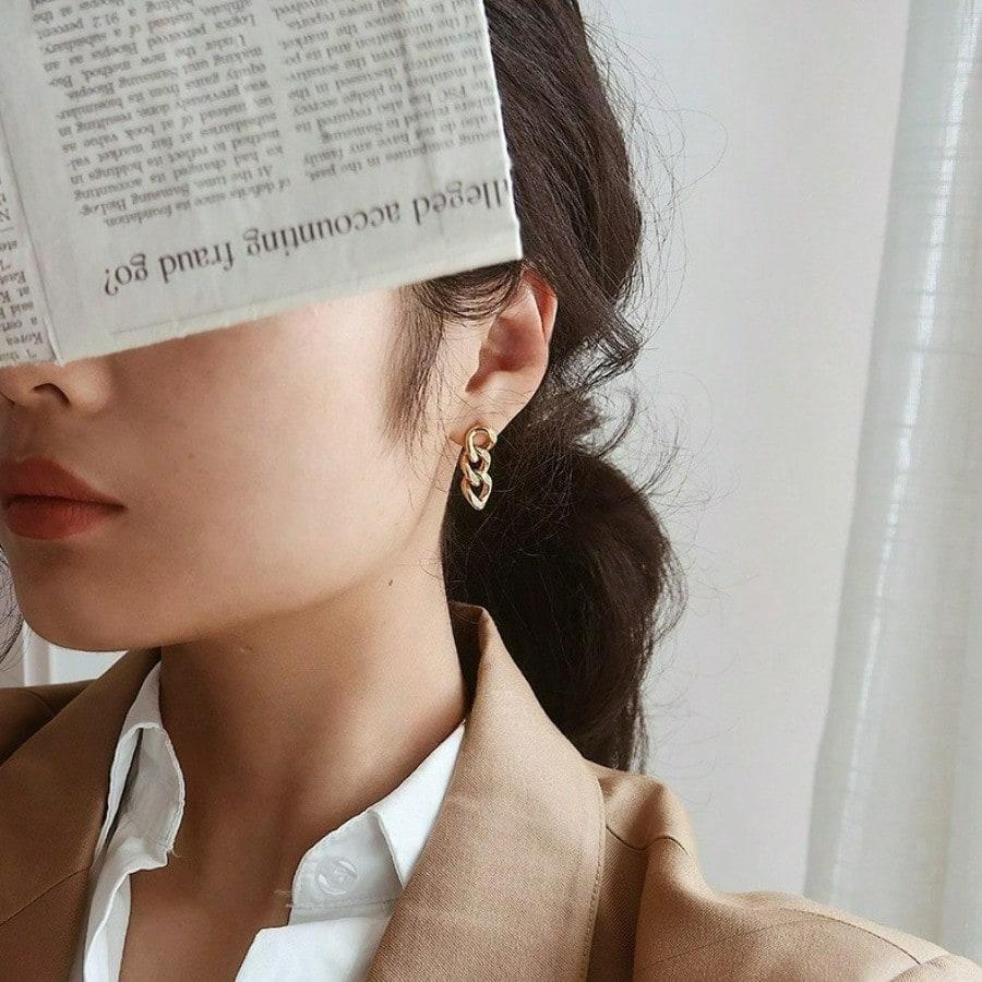 Fashion Chain Earrings Women's Simple Stainless Steel Temperament Stud Earrings