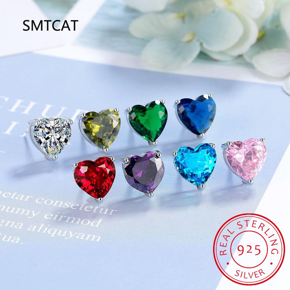 D VVS1 Heart Moissanite Earrings for Women Lab Grow Diamond Solid 925 Silver Plated Gold Stud Earring Oorbellen