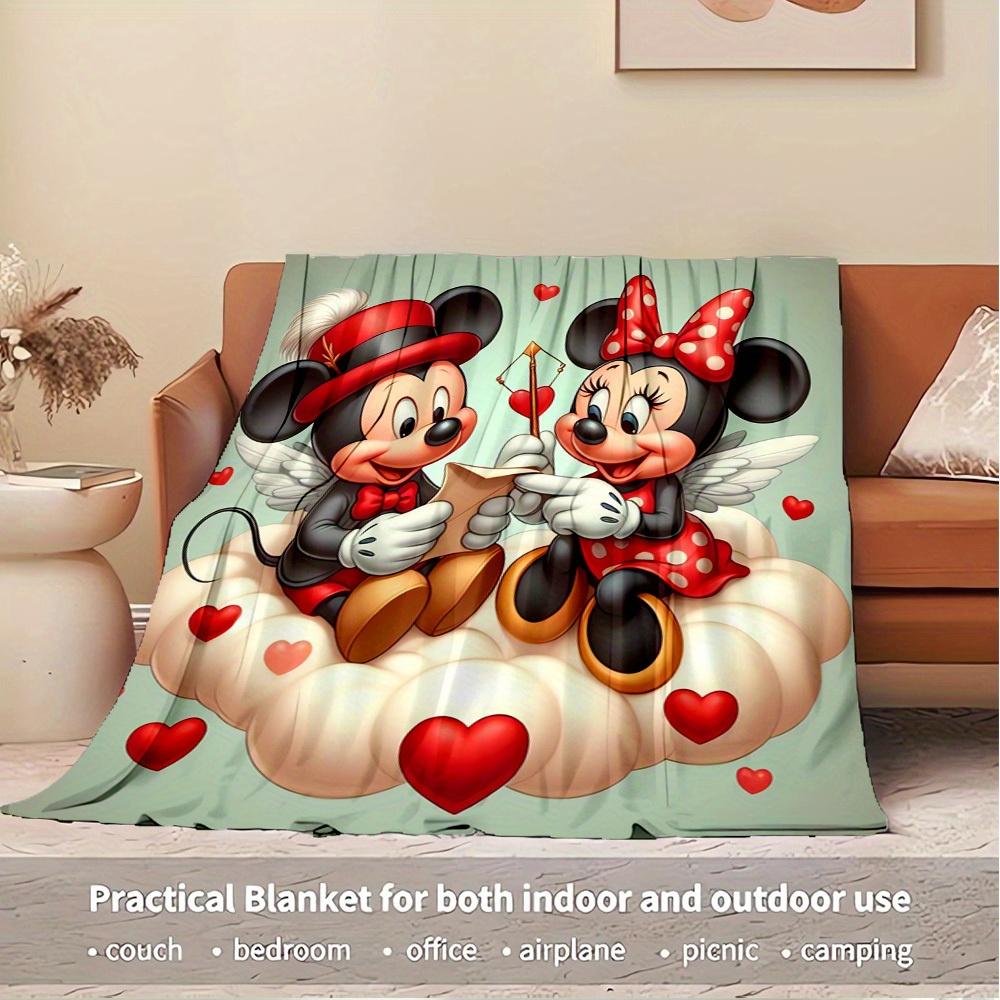 1pc Flannel Minnie Mouse and Mickey Mouse Love Story Bedding Throw Blanket Sofa Cover Gift Home Decor Valentine's Day Gift Couple