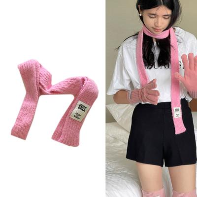 Lady Maillard Styling Scarf with Cloth Decals Y2k Style Girl Decorative Knitted Scarf Fashion Street Casual Neckerchief