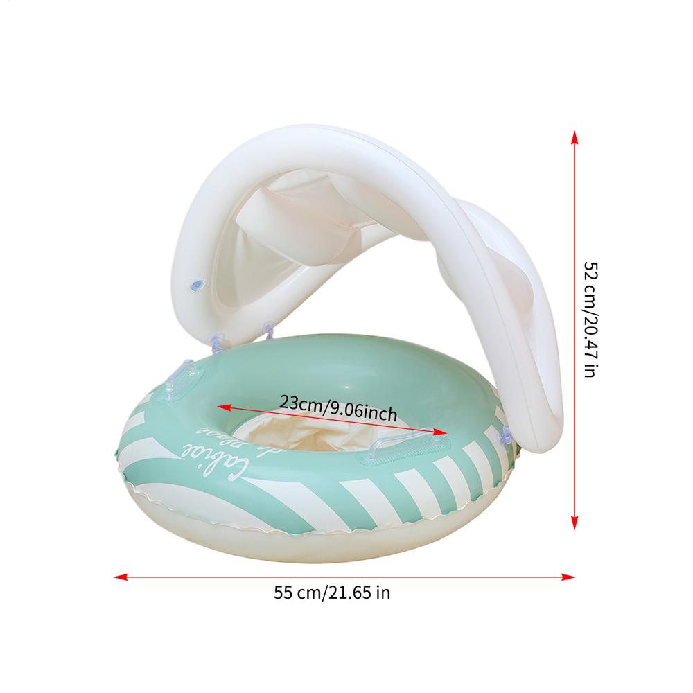 Baby Swim Ring with Sunshade Retro Children's Swim Ring Pool Floats Kids Inflatable Swim Ring Seat with Canopy Swimming Floats
