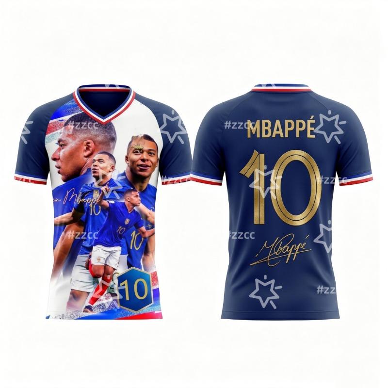 Hengyuan48 Kylian MBAPP&Eacute; Fan Heruitgave Nr. 10 Voetbalshirt Zomer Sport Heren T-shirt Kinderkleding fietsshirt 4XL