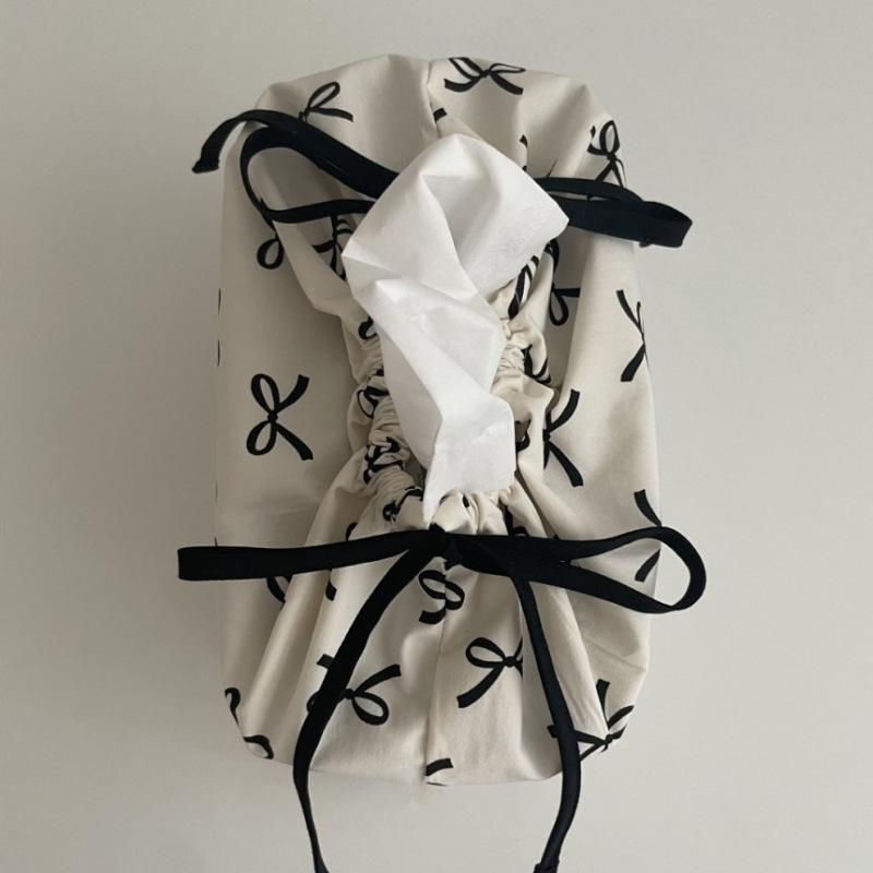Bow Tie, Drawstring Bag, Drawstring Pocket, Large Capacity, Storage Bag, Home Decoration, Fabric Tissue Box