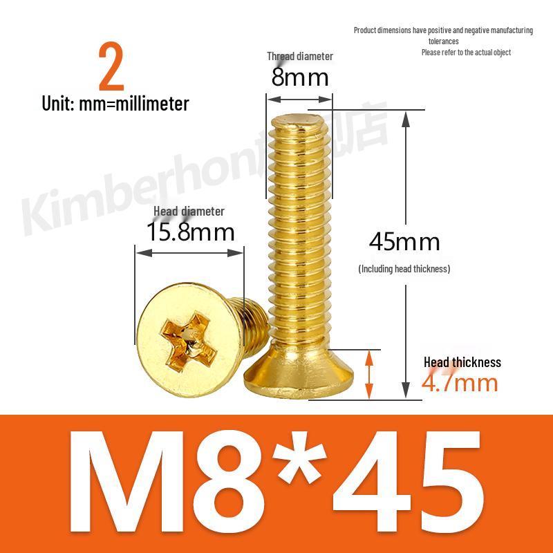 Copper Phillips Countersunk Head Machine Screws, Sizes M2–M4, Lengths 6/8/10/12mm