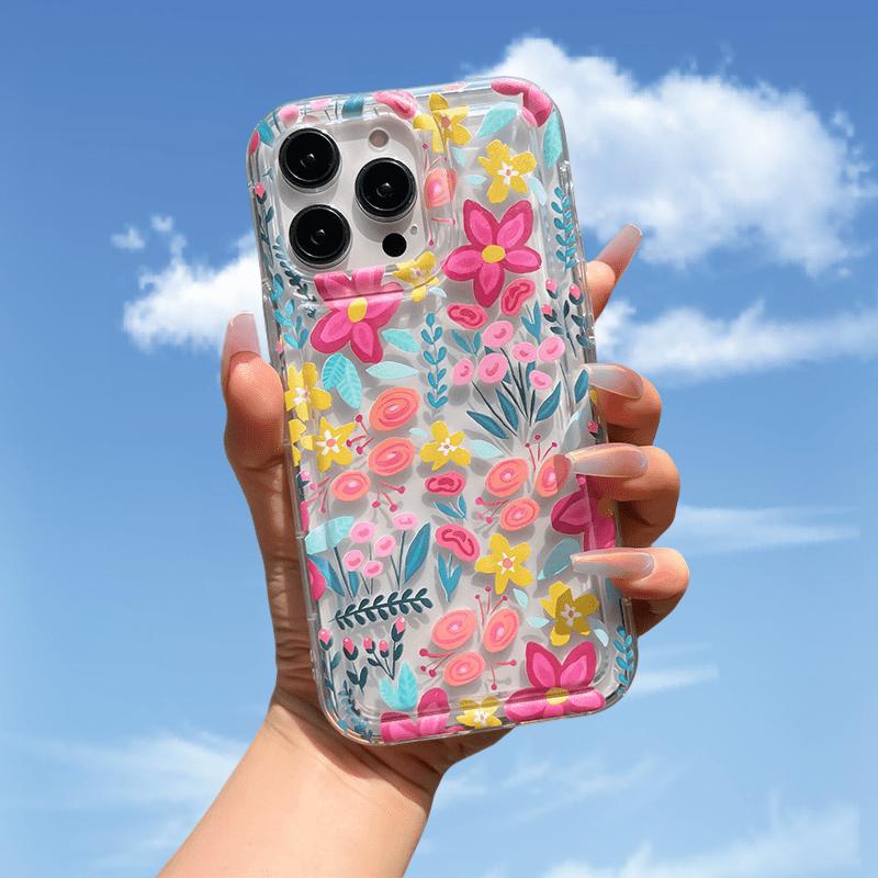 1pc Colorful Flower Pattern Air Cushion Transparent Anti-drop TPU Mobile Phone Case for IPhone 16 15 14 13 12 11Promax XS Max XR X XS 8 7 Plus