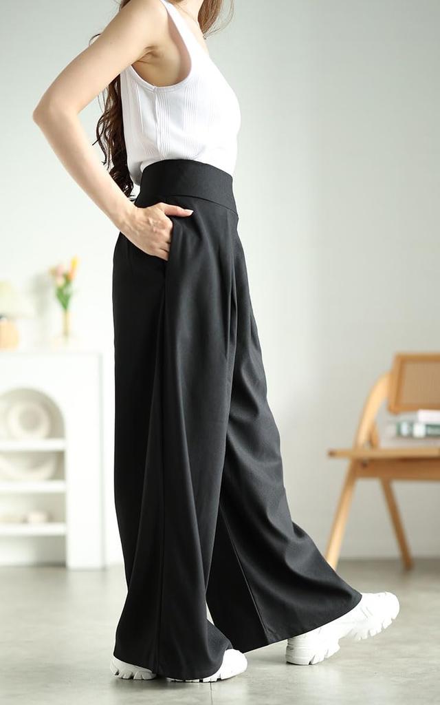 Gold Japan Plus Size Perfect for and Size 5L Women's Pants, Long, Wide, Tucked, Stretch, Stain-Resistant, Fall, Spring, Autumn, Winter, Summer, Black,