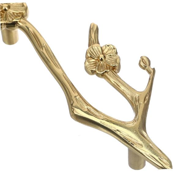 Angoily Flower Branch Brass Handle Cabinet Knob Sturdy Easy To Install for Shoe Cabinet Bookcase