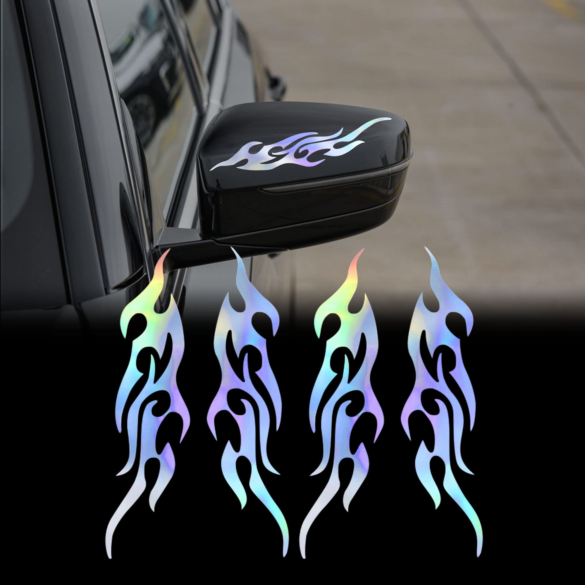 

TOMALL 4pcs 19cm Frame Reflective Stickers Car Frame Racing Sport Stripes Decals Vinyl Waterproof Decals Decoration Golf Cart