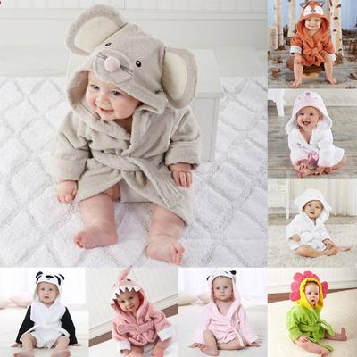 Kids Boy Girl Cartoon Animal Sunflower Hooded Long Sleeves Bathrobe Bath Towel
