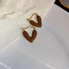 Maillard Coffee Retro Heart Hong Kong Style Versatile Stud Earrings - Niche Fashion Design