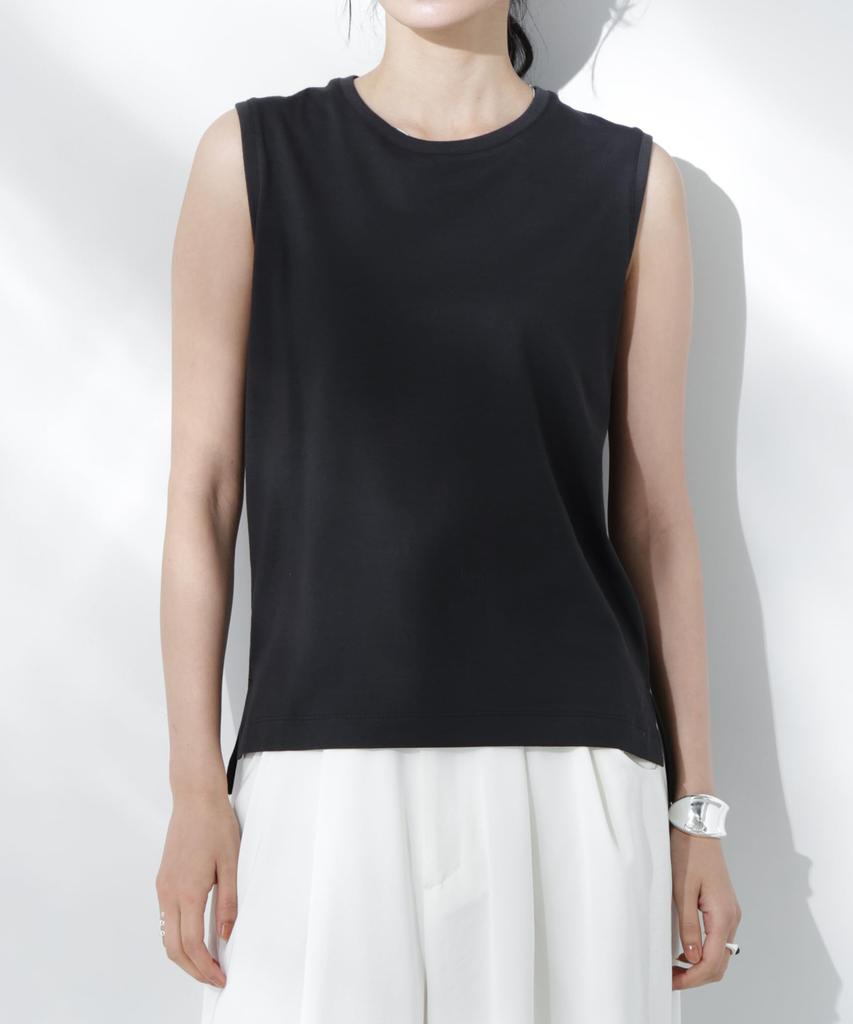 Nano Universe Sweat Sleeveless Size Anti-Soaked (R) Stain-Resistant T-Shirt, Women's, M, 030, White, 669-5124302