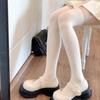 Women's Lolita Black Stockings: Spring/Autumn Over-the-Knee Patchwork Thigh-High, JK Pantyhose, Black & White